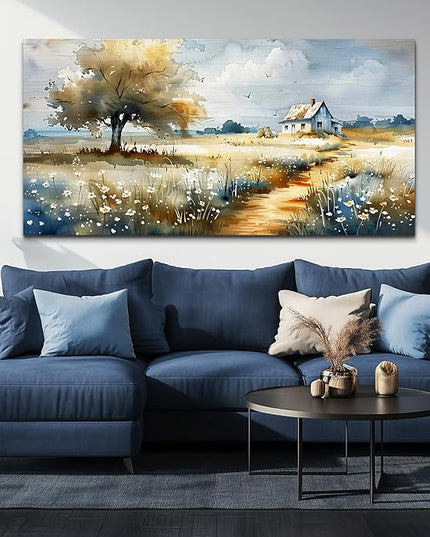 FUHAIHUA Large Canvas Wall Art For Bedroom Wall Decor For Living Room Modern Office Decorations Pastoral Pictures Scenery Watercolour Wall Paintings Artwork Farmhouse Home Decor Mural 30x60 In