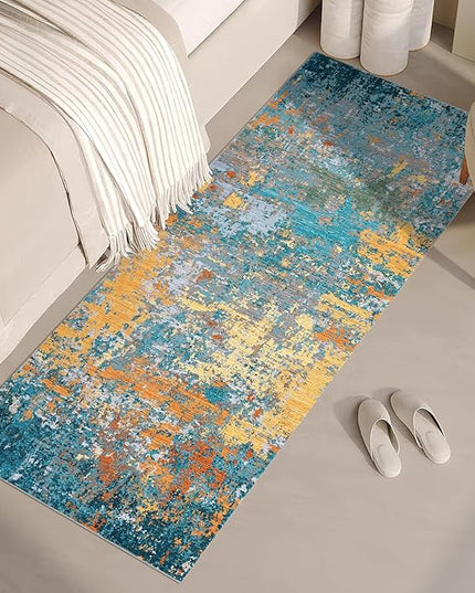 Modern Abstract 2x7 Runner Rug Washable Non Slip Stain Resistant Rug for Hallway Kitchen Bedroom Non Shedding Low Pile Indoor Floor Cover,Multi Color