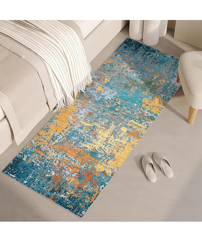 Modern Abstract Runner Rug 2x5 Washable Non Slip Stain Resistant Rug for Bedroom Living Room Non Shedding Low Pile Indoor Floor Cover,Multi Color