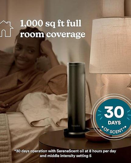 Homedics SereneScent Waterless Home Fragrance Diffuser, Use with Homedics SereneScent Oil (Sold Separately), Patented Air Diffusion Technology, Clean & Natural Fragrance, Enhances Mood, Large Rooms