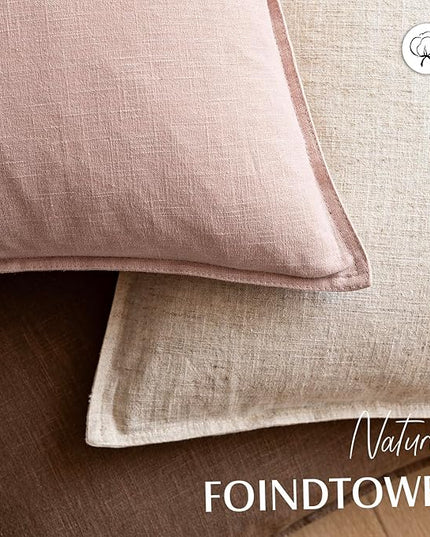 Foindtower Pack of 2, Decorative Linen Solid Throw Pillow Covers Soft Accent Cushion Case Boho Farmhouse Pillowcase for Bed Chair Couch Sofa Bedroom Living Room Home Decor 20 x 20 Inch Light Pink