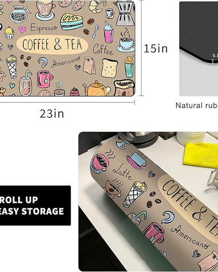 Drip Tray for Coffee Maker,Coffee Pot Mat for Countertops,Coffee Dish Drying Mat for Kitchen Counter Decor,Absorbent Reversible Microfiber Dish Drying Pad Dish Cafe Drainer Rack,pet Water Bowl Mats