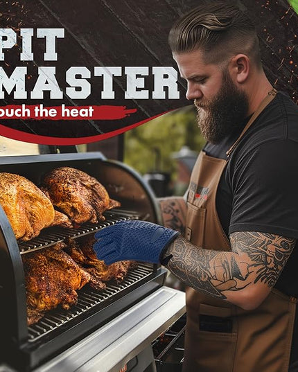 KITCHEN PERFECTION Silicone Smoker Oven Gloves -Extreme Heat Resistant BBQ Gloves -Handle Hot Food Right on Your Smoker Grill Fryer Pit|Waterproof Oven Mitts Grill Gloves |Superior Value Set+3 Bonuses