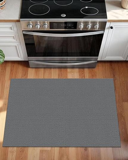 KOZYFLY Indoor Door Mat 2x3 ft Small Area Rugs Washable Front Door Mat Non Slip Rubber Backed Entryway Rug Cotton Entrance Doormat for Front Porch Bathroom Kitchen Bedroom, Grey/Dark Grey