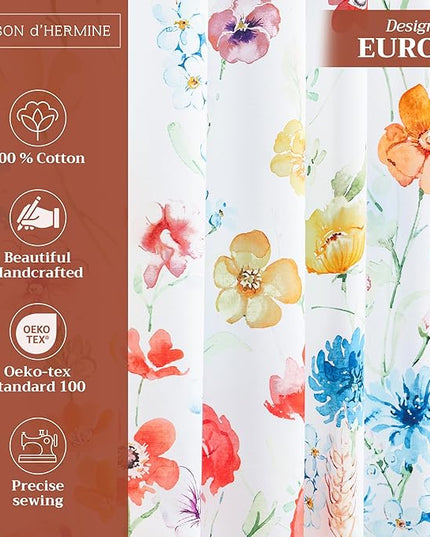 Maison d'Hermine Curtains for Living Room 100% Cotton 96 inch Length Two Panels Window Toile Curtains for Bedroom with Loop & Rod Pockets, Gifts for Mothers Day (Summer Whisper, 50" W x 96" L)