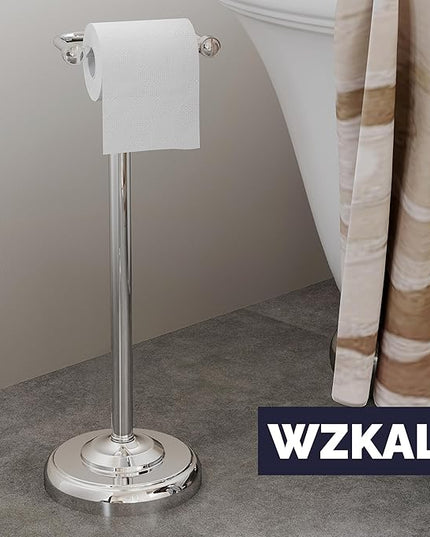 Toilet Paper Holder Stand, Polished Chrome Toilet Paper Holder Free Standing, Post Pivoting Design & Stable Weighted Base SUS304 Stainless Steel for Bathroom(Mega Roll)