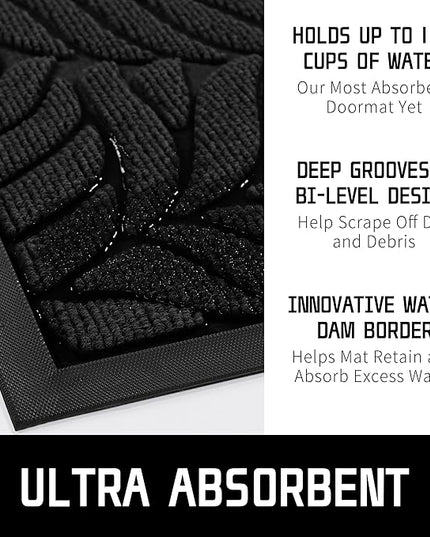 Yimobra 60x36 Large Door Mat Outdoor Indoor, All-Season Waterproof Door Mat Outside Entrance, All-Weather Non-Slip Outside Doormat for Garage Patio Entryway, Black
