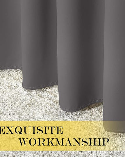 NICETOWN Grey Blackout Extra Wide Bedroom Curtain 63 inch Long, Grommet Room Darkening Thermal Insulated Sound Reducing Window Treatments for Kids Room/Laundry, 1 Panel, W100 x L63