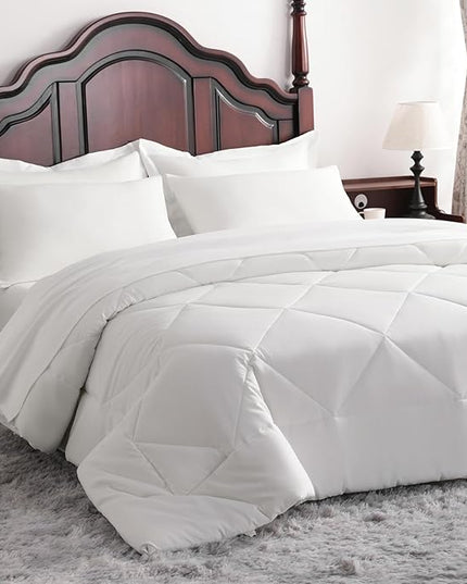 NTBAY King Comforter Set with Sheets, 7 Pieces Soft and Breathable King Bedding Set, Bed in a Bag, Down Alternative Comforter Set Solid Color All Season, King Bedding Set, White