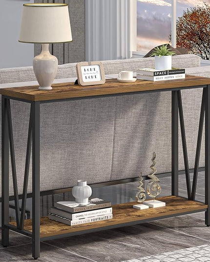 EXCEFUR Entryway Table, Narrow Sofa Console Tables Behind Couch, Modern Entry Table for Hallway Entrance Living Room, Rustic Brown