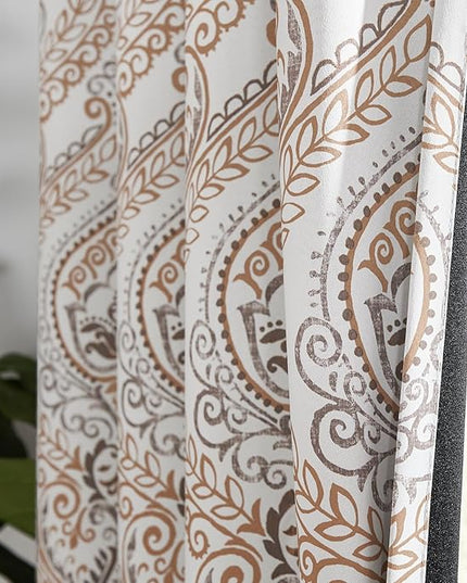 jinchan Blackout Curtains 84 Inches Long Brown Damask Medallion Window Curtains for Bedroom Grommet Thermal Insulated Drapes for Living Room Vintage Luxury Window Treatments Set 2 Panels