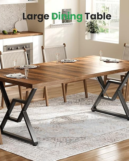 63" Large Executive Desk - Computer Office Desk Workstation, Modern Business Writing Table with Sturdy Metal Legs for Home Office (Dark Walnut/Black)