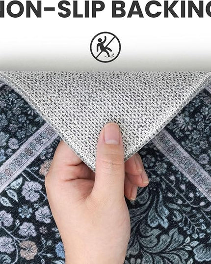 5x7 Area Rug for Bedroom, Navy Blue Black Large Modern Floor Rug with Non-Slip, Non-Shedding Washable Area Rugs for Living Room, Soft Boho Carpet for Farmhouse Office Home Décor