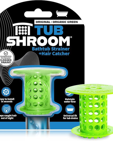 TubShroom Tub Drain Hair Catcher Strainer, Green – Drain Protector and Hair Catcher for Bathroom Drains, Fits 1.5” – 1.75” Bathtub and Shower Tub Drains