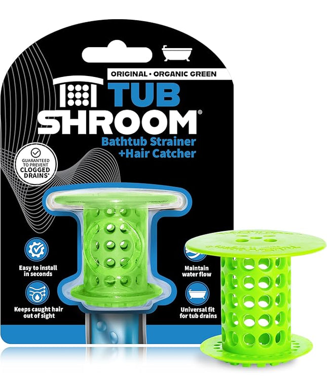 TubShroom Tub Drain Hair Catcher Strainer, Green – Drain Protector and Hair Catcher for Bathroom Drains, Fits 1.5” – 1.75” Bathtub and Shower Tub Drains