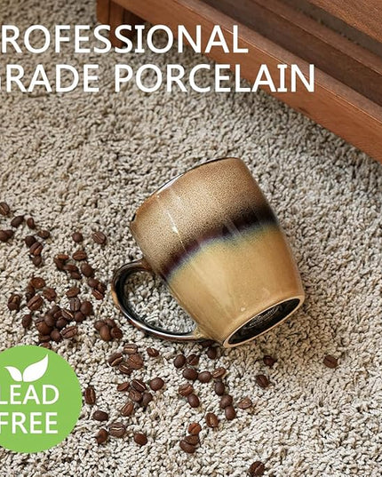 Bosmarlin Ceramic Coffee Mug Set of 4, 17 Oz, 4 Colors to Choose, Tea Cups, Dishwasher and Microwave Safe, Reactive Glaze (Walnut)