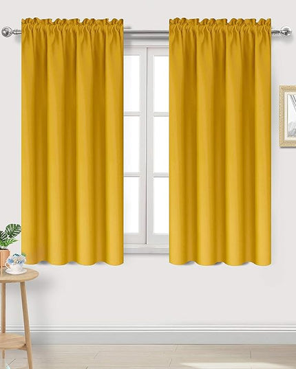 DWCN Yellow Room Darkening Blackout Curtains - Thermal Insulated Privacy Energy Saving Window Curtain Drapes 38 x 54 inch Length, Set of 2 Bedroom Living Room Curtains