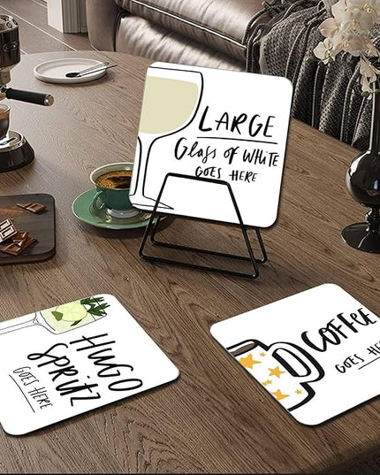 Square Tea Coasters for Drinks, Funny Drink Coasters Set of 2, Coaster for Home Office Table Kitchen Desk Decor Beer Bar, Birthday Gifts for Women Men Mom Tea Lover