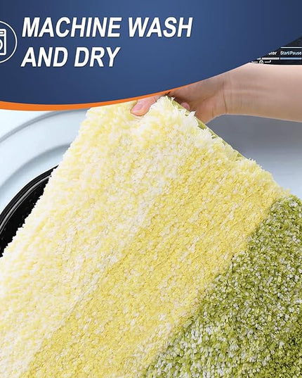 OLANLY Bathroom Rug Set 2 Piece, Soft Absorbent Microfiber Bath Mats and U-Shaped Contour Toilet Rug, Non-Slip, Machine Wash Dry, Plush Shaggy Bath Mats for Bathroom (24"x16"+24"x20", Olive Green)