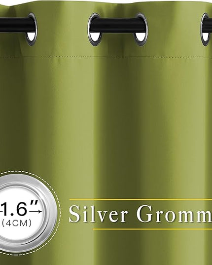 NICETOWN Room Darkening Curtain Panel Grommet - Home Decorations Thermal Insulated Solid Grommet Top Room Darkening Living Room Panels/Drapes for Gift (Fresh Green, 1 Pair, 46 x 72-Inch)
