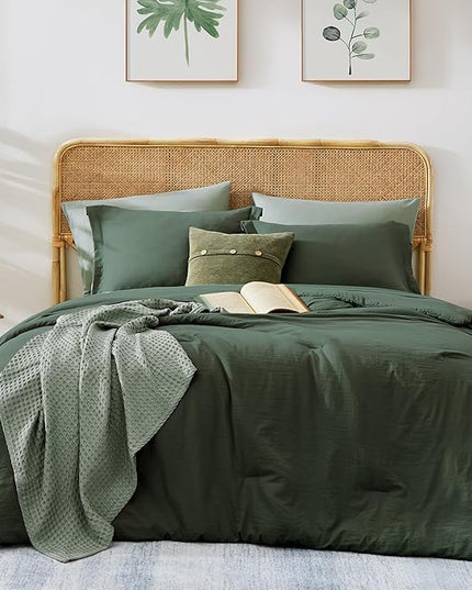WRENSONGE Full Size Comforter Set- 7 Pieces Deep Forest Bed in a Bag Full Size Comforter with Fitted Sheet, Flat Sheet, 2 Pillow Shams, 2 Pillowcases, Warm Bedding Sets for All Season