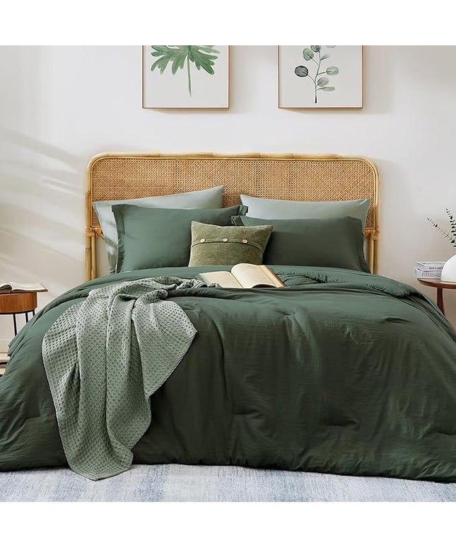 WRENSONGE Full Size Comforter Set- 7 Pieces Deep Forest Bed in a Bag Full Size Comforter with Fitted Sheet, Flat Sheet, 2 Pillow Shams, 2 Pillowcases, Warm Bedding Sets for All Season
