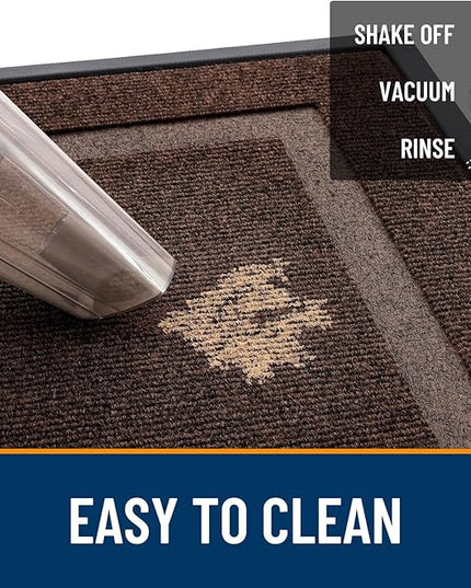OLANLY Front Door Mat Indoor Outdoor Entrance, Waterproof All-Season, All-Weather Doormat, Sturdy Natural Rubber, Fade Resistant, Low Profile, Easy Clean Patio Porch Entryway Mat, 47x32, Dark Brown
