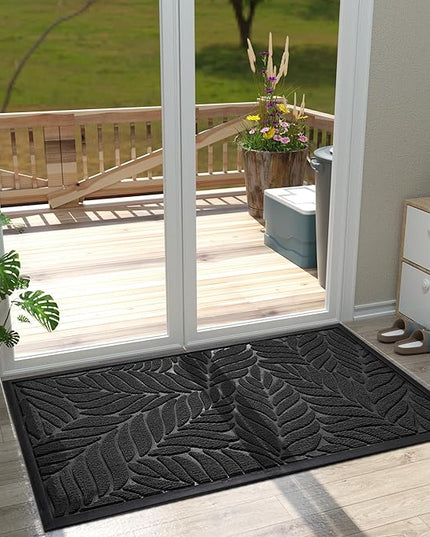 Yimobra 47x32 Large Door Mat Outdoor Indoor, All-Season Waterproof Door Mat Outside Entrance, All-Weather Non-Slip Outside Doormat for Garage Patio Entryway, Black