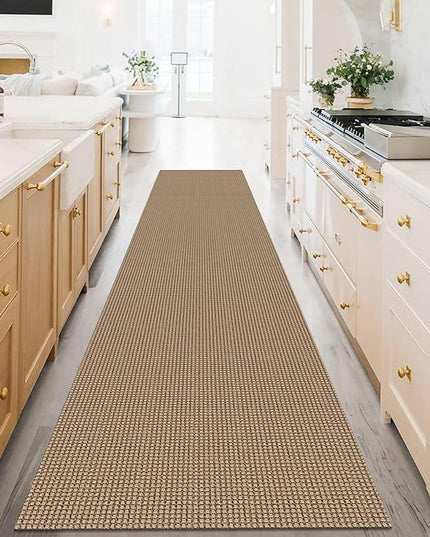 KOZYFLY Extra Long Runners for Hallways 3x16 ft Washable Kitchen Runner Non Slip Rubber Backed Hallway Rug Cotton Entryway Runner Rug Floor Carpet for Indoor Hall, Kitchen, Stair, Tan/Orange/Brown