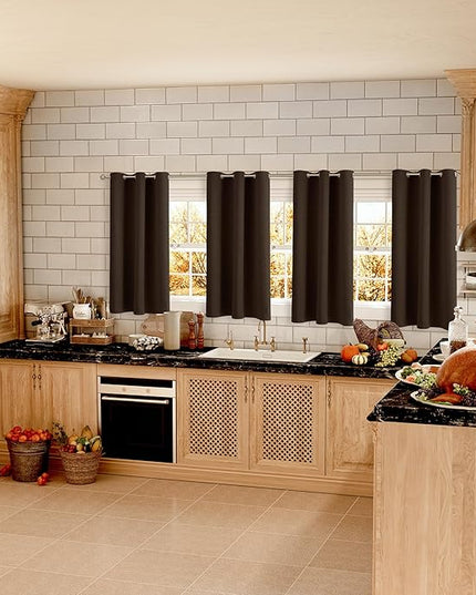 BGment Blackout Curtains for Living Room - Grommet Thermal Insulated Room Darkening Curtains for Bedroom, Set of 2 Panels (38 x 45 Inch, Brown)