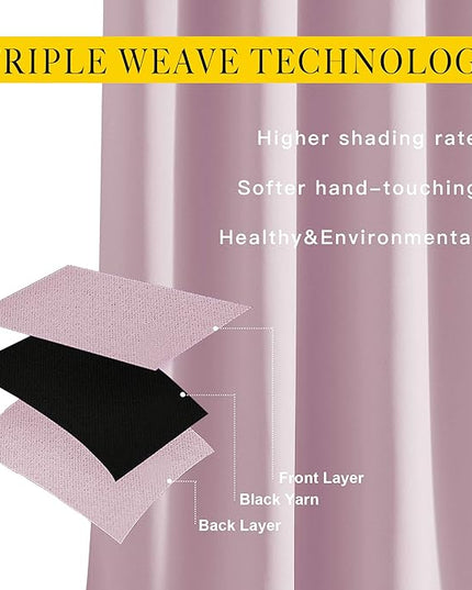 NICETOWN Blackout Pink Curtains for Girls Room - Thermal Insulated Solid Grommet Room Darkening Curtains/Panels/Drape for Bedroom (Lavender Pink=Baby Pink, 1 Pair, 52 by 84-Inch)