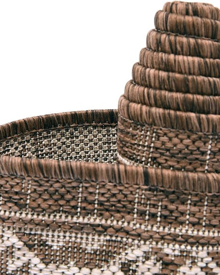 Rugs.com Outdoor Aztec Collection Rug – 13 Ft Square Brown Flatweave-Pile Rug Perfect for Living Rooms, Kitchens, Entryways