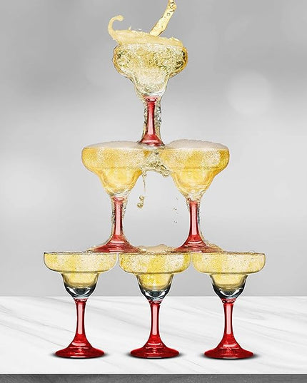 DISCOUNT PROMOS 10 Margarita Glasses Set, 9 oz. - Classic, Smooth, Barware, Glassware - Red