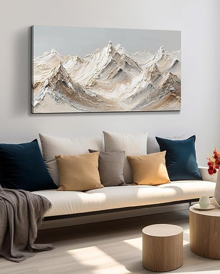 Abstract Canvas Art White Mountain Wall Art Minimalist Wall Decor Large Painting Nature Artwork for Living Room Bedroom Dining Room Office 24" x 48"