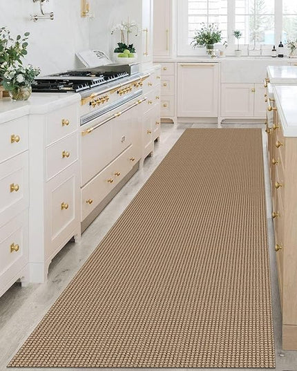 KOZYFLY Extra Long Runners for Hallways 3x14 ft Washable Kitchen Runner Non Slip Rubber Backed Hallway Rug Cotton Entryway Runner Rug Floor Carpet for Indoor Hall, Kitchen, Stair, Tan/Orange/Brown