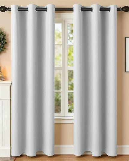 Room Darkening Curtains 84 Inch Length for Bedroom Living Room, Insulated Thermal Grommet Curtain Drapes, Blackout(60-90%,Not 100%) Window Treatment Decor, 2 Panels, 35x84, GreyishWhite