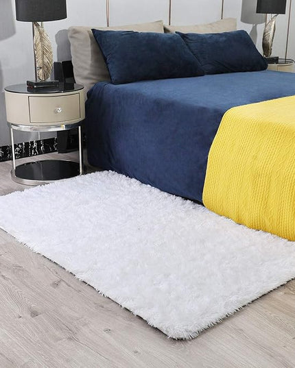 Ophanie White Rugs for Bedroom Fluffy, Girls Kids Baby Shaggy Shag Fuzzy Soft Carpet, 3x5 Small Plush Bedside Area Rug, Indoor Floor Room Carpet for Teen Dorm Home Decor Aesthetic, Nursery