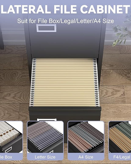 4 Drawer File Cabinet with Lock,Metal Filing Cabinets for Home Office 4 Drawer,Locking File Cabinet for Letter/Legal/A4/F4 Size,Assembly Require,Black