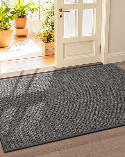 LEKEEPGO Door Mat 36"x59", Non Slip Door Mat Indoor Entrance, Rubber Backing Front Indoor Door mat Washable Absorbent Low-Profile Entryway Entry Resist Dirt Inside Door Mats, Grey