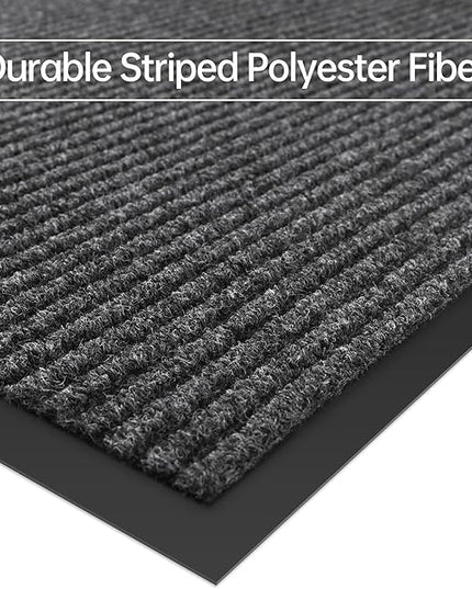 Front Door Mat, 3' x 5' Heavy Duty Indoor Outdoor Welcome Mat for Entryway, Commercial Floor Entrance, Low Profile, Non-Slip, Durable Rubber Backing for Entry, Patio, Home