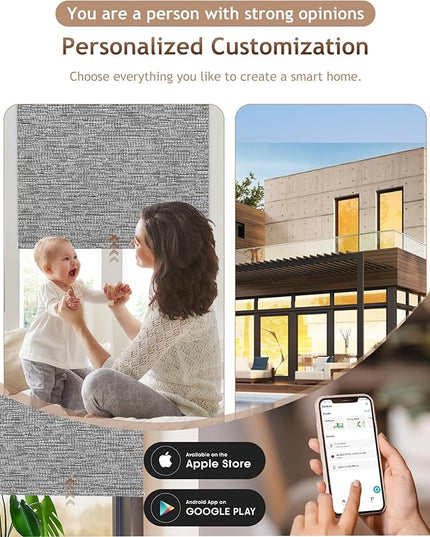 Kincmo Motorized Blinds with Remote,100% Blackout Motorized Roller Shades Work with Apple Homekit,Alexa,Google, Custom Electric Blinds with App,Voice Control (Aqua Waves Grey)