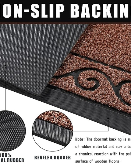 Yimobra Welcome Mats for Front Door 29.5x17, Heavy Duty Waterproof Outdoor Door Mat Outside Entrance, Non-Slip Low Profile Indoor Entryway Mat for Garage Patio, Maroon