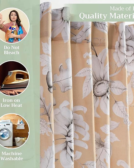 Maison d' Hermine Curtains for Living Room 100% Cotton 96 inch Length One Panel Light Filtering Curtains for Bedroom Windows with Rod and Loop Pockets Drapes (Pretty Autumn, 50" W x 96" L)