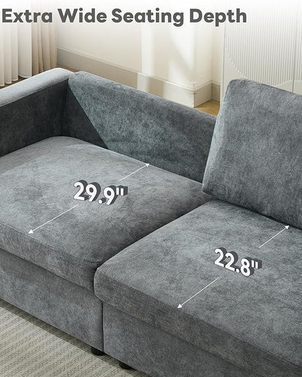 Tbfit Sectional Couch Loveseat, 79" Modern Comfy Sofa with Deep Seat, Removable Cover & Reversible Cushion, Gray