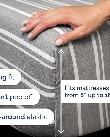 King Size 4 Piece Sheet Set - Comfy Breathable & Cooling Bed Sheets Set - Hotel Luxury Bedding for Women, Men, Kids, Teens, Boys & Girls - Deep Pockets, Soft, Wrinkle Free - Oeko-Tex - Grey Stripes 3