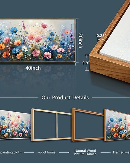 QIYILEXWART Large Wall Art For Living Room Canvas Wall Decor For Bedroom Watercolour Painting Office Decoration Colorful Flowers Wall Picture Artwork Ready To Hang Home Decor Wood Framed