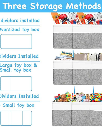 Large Toy Box Chest,Toy Storage Organizer,Storage Bins with Lids,Stuffed Animal Storage,Toy Bins for Kids,Toddlers,Baby,Girls,Nursery,Living room,playroom(Grey)