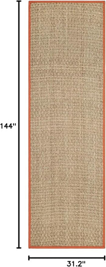Safavieh Natural Fiber Collection Runner Rug - 2'6" x 12', Natural & Rust, Seagrass, Basketweave Pattern with Border (NF114Y)