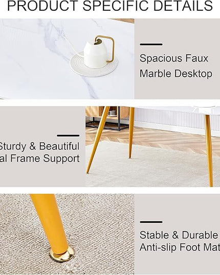 5 Piece Dining Table Set, 4 Chair Dining Table Set, Sintered Stone Kitchen Table Top and Modern Chairs Set of 4 for Kitchen Dining Room