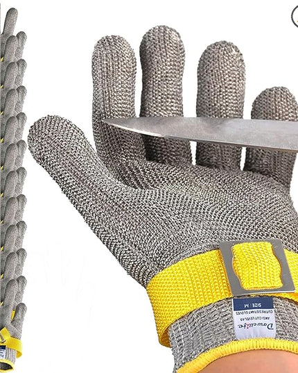 Dowellife Comfortable ANSI A9 Cut Resistant Glove Food Grade, Mesh Metal Kithcen Glove for Chef Oyster Shucking Mandoline Knife Butcher Meat Cutting
